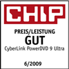 CHIP Testurteil Preis/Leistung "gut" für CyberLink PowerDVD 9 Ultra