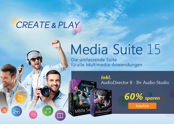 Media Suite 15 Die umfassenste Sammlung preisgekrönter MultimediaSoftware CyberLink Media Suite 15 Die umfassenste Sammlung preisgekrönter MultimediaSoftware CyberLink
